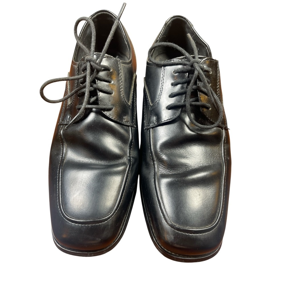 Stacy Adams 20114-001 Oxford Mens 9.5W Black Leather Moc Toe Lace Up Dress Shoes